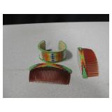 Lot of Beaded Bracelet & 2 Combs