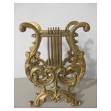 Cast Metal Lyre Shaped Magazine Rack  11" Tall