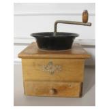 Vintage Wood Cabinet Coffee Mill - 6" Tall