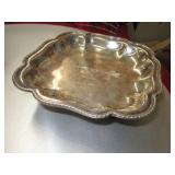 7" Antique Sliver Plate Lion Motif Candy Dish