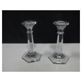 Pair Of 7.5" Tall Crystal Candle Stick Holders