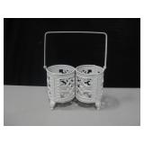 Cast & Wrought Iron 2-Bottle Wine Holder w/ Handle