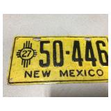 Original 1927 New Mexico License Plate
