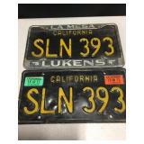 Pair Of Vintage California License Plates