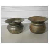 2 Brass Spittoons / Cuspidors - 1 w/ Split On Side