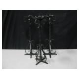 3 Twisted Wrought Iron Candle Stands 19" Tall