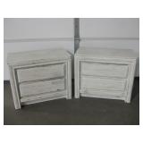 Pair Of Distress Painted 2-Drawer Nightstands
