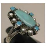 Sterling Silver & Turquoise SW Ring - Hallmarked