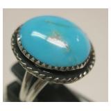 Sterling Silver & Turquoise SW Ring - Hallmarked