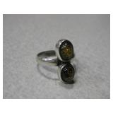 Sterling Silver & Amber Ring - Hallmarked