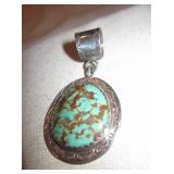 2" Unmarked Navajo 2" Turquoise Pendant