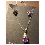 Amethyst & Sterling Necklace Earring Set