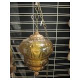 Vintage Amber Glass Swag Lamp w/ Chain