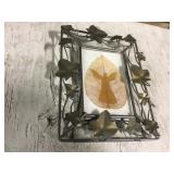 Pressed Gold Leaf Angel w/ Metal Frame 7" x 9"