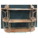 Vtg Wood 3-Tier Wall Hanging Shelf Unit