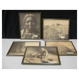 5 Edward Curtis Framed Photo Prints 14.5" x 12"