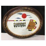 Signed Oval Sioux Painting - Nicolas J Goodreau