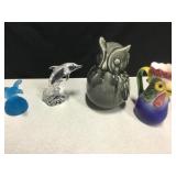 4 Pieces Of Ceramic / Glass Animal Decor