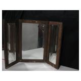 Vtg Tri-Fold Wood Framed Mirrors 32" x 22.5"