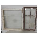 2 Vintage Wood Framed Windows