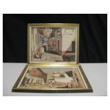 2 Vtg Framed Paint By Numbers Paintings