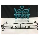 Wrought Iron Magazine Rack & Wall Decor