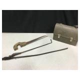 Vtg Metal Lunch Box, Saw & 2 Pokers