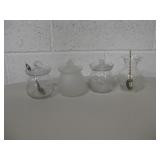 Glass Vase, 3 Jam Jars & 2 Souvenir Spoons