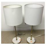 2 Modern Marble Base Satin Finish Decorative Lamps