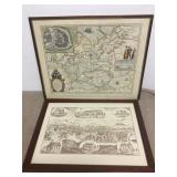 Vintage Map Of Russia & Boiling Spring Penn Framed