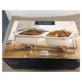 New In Box Glass Lid Porcelain Food Warmers