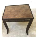 Metal Square Matching Faux Stone Top Side Table
