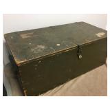 Vtg Solid Wood Military US Army Footlocker W Tray