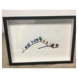Colored Stone Bird Family Framed Art Piece