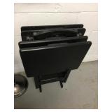4 Piece Black Wood Tv Trays With Wood Stand