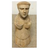 Handcarved Mexican 8" Religious Wood Monk Fig