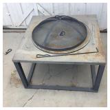 32" Square Metal Fire Pit With Cover & Lid