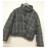 Womans Sz Large Extra Puffy Black White Jacket