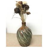 Large 28" Ceramic Swirl Vase W/Dry Flowers
