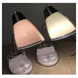 2 Organizer White Desk  Lamps W/Built In Plugs