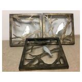 3 11" Decorative Metal Bird In Tree Panels