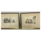 Antique Framed Hand Colored Lithographs Monkeys