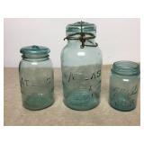 Antique Blue Glass Atlas Ball Canning Jars & Lids