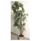 Large 6 FT Country Wood Bucket Faux Tree Planter