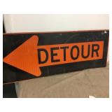 Vintage 48" Wood Detour Traffic Sign