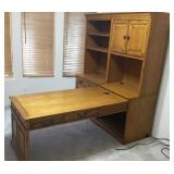 Golden Oak Peninsula Double Sided Work Desk READ