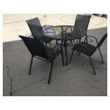 5 Piece Metal & Glass Outdoor Patio Set