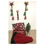 Red Green Velvet Tree Skirt Bells & More