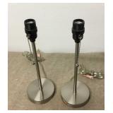2 New 14" Satin Silver Finish Accent Lamps