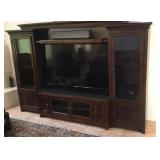 Large Dark Chocolate Wood Entertainment Cabinet